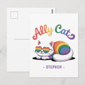 Ally Cat - Cute White Cat LGBTQプライド(2) ポストカード (正面/裏面)