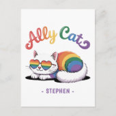 Ally Cat - Cute White Cat LGBTQプライド(2) ポストカード (正面)