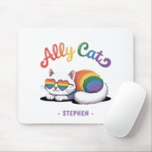 Ally Cat - Cute White Cat LGBTQプライド(2) マウスパッド (マウス)