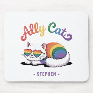 Ally Cat - Cute White Cat LGBTQプライド(2) マウスパッド