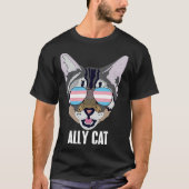 Ally Cat Funny Cat Trans Pride Tシャツ (正面)