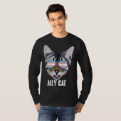 Ally Cat Funny Cat Trans Pride Tシャツ (正面フル)