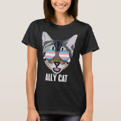 Ally Cat Funny Cat Trans Pride Tシャツ (正面)