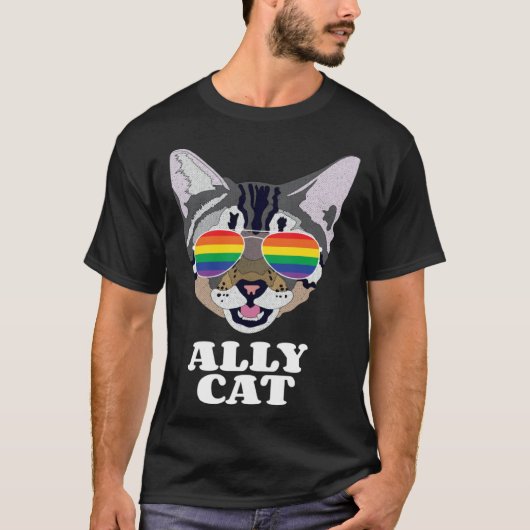 Ally Cat  Gay Pride Tシャツ (正面)