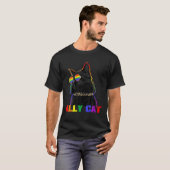 Ally Cat Glasses LGBTゲイプライドAlly Flag Rainbow Tシャツ (正面フル)