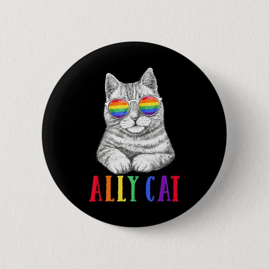 Ally Cat LGBTゲイレインボープライドフラッグボーイズ男性 缶バッジ (正面)