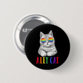 Ally Cat LGBTゲイレインボープライドフラッグボーイズ男性 缶バッジ (正面&裏面)