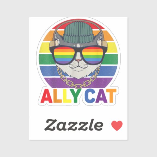 Ally Cat LGBTゲイレインボープライド国旗 – Ally Cat LG シール (シート)