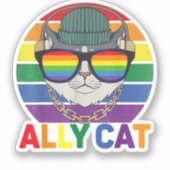 Ally Cat LGBTゲイレインボープライド国旗 – Ally Cat LG シール (正面)