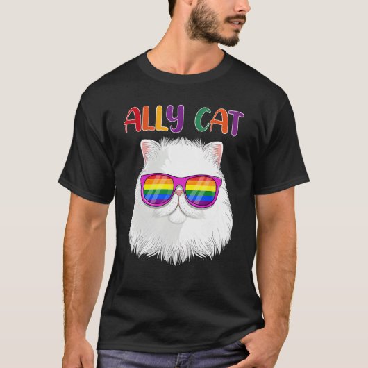 Ally Cat LGBT Gay Rainbow Pride Flag  Cat  3 Tシャツ (正面)