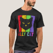 Ally Cat LGBT Gay Rainbow Pride Flag  Cat Tシャツ (正面)
