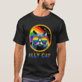 Ally Cat LGBT Pride Month Cat With Ally Pride Rain Tシャツ (正面)