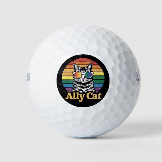 Ally Cat LGBT Rainbow Flag LGBTQ Gift ゴルフボール (正面)