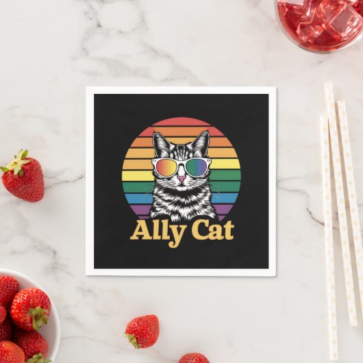 Ally Cat LGBT Rainbow Flag LGBTQ Gift スタンダードカクテルナプキン (インサイチュ)