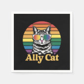 Ally Cat LGBT Rainbow Flag LGBTQ Gift スタンダードカクテルナプキン (正面)