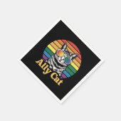 Ally Cat LGBT Rainbow Flag LGBTQ Gift スタンダードカクテルナプキン (角)