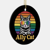 Ally Cat LGBT Rainbow Flag LGBTQ Gift セラミックオーナメント (右)