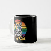 Ally Cat LGBT Rainbow Flag LGBTQ Gift ツートーンマグカップ (正面左)