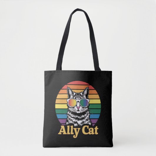 Ally Cat LGBT Rainbow Flag LGBTQ Gift トートバッグ (正面)