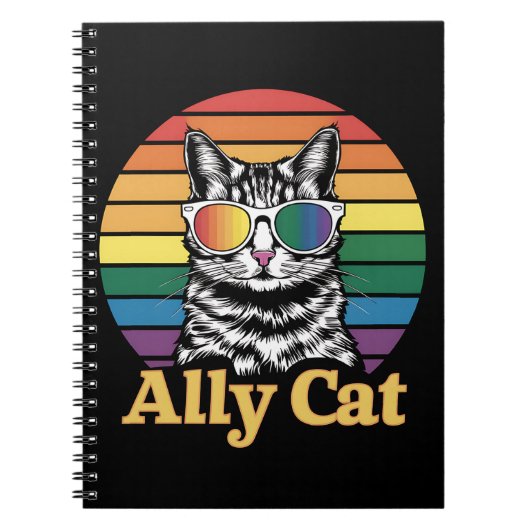 Ally Cat LGBT Rainbow Flag LGBTQ Gift ノートブック (正面)