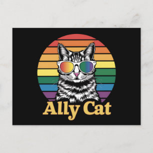 Ally Cat LGBT Rainbow Flag LGBTQ Gift ポストカード