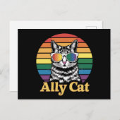 Ally Cat LGBT Rainbow Flag LGBTQ Gift ポストカード (正面/裏面)