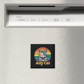 Ally Cat LGBT Rainbow Flag LGBTQ Gift マグネット (インサイチュ (食洗機))