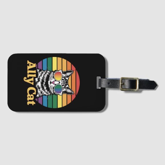 Ally Cat LGBT Rainbow Flag LGBTQ Gift ラゲッジタグ (正面横)