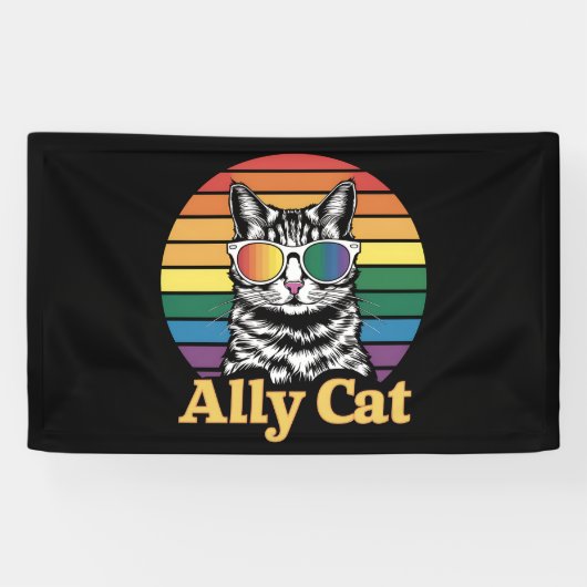 Ally Cat LGBT Rainbow Flag LGBTQ Gift 横断幕 (横)