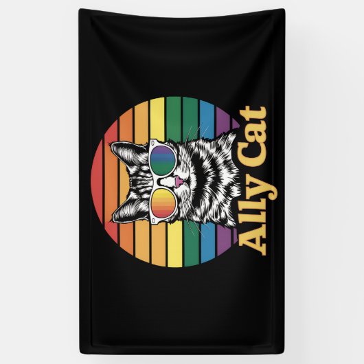 Ally Cat LGBT Rainbow Flag LGBTQ Gift 横断幕 (縦)