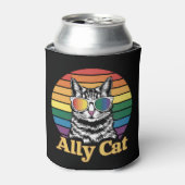 Ally Cat LGBT Rainbow Flag LGBTQ Gift 缶クーラー (缶正面)