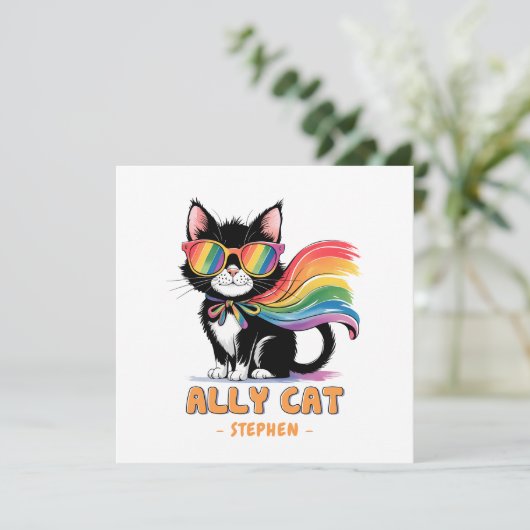 Ally Cat - Rainbow Cat LGBTQプライド (スタンド正面)