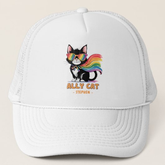 Ally Cat - Rainbow Cat LGBTQプライド キャップ (正面)