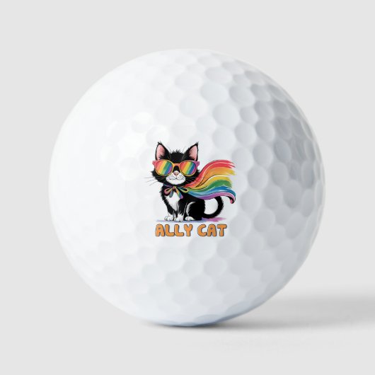 Ally Cat - Rainbow Cat LGBTQプライド ゴルフボール (正面)