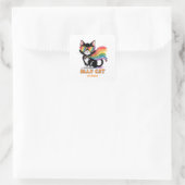 Ally Cat - Rainbow Cat LGBTQプライド スクエアシール (バッグ)