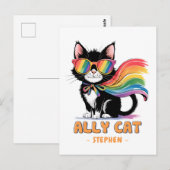 Ally Cat - Rainbow Cat LGBTQプライド ポストカード (正面/裏面)
