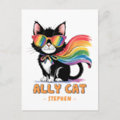 Ally Cat - Rainbow Cat LGBTQプライド ポストカード (正面)