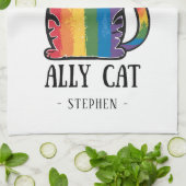 Ally Cat - Rainbow Cat LGBTQプライド(2) キッチンタオル (折り畳み)