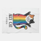 Ally Cat - Rainbow Cat LGBTQプライド(2) キッチンタオル (横)