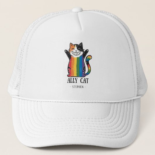 Ally Cat - Rainbow Cat LGBTQプライド(2) キャップ (正面)