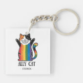 Ally Cat - Rainbow Cat LGBTQプライド(2) キーホルダー (裏面)