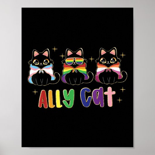 Ally Cat Rainbow Lgbtプライド国旗ゲイプライド月2 ポスター (正面)