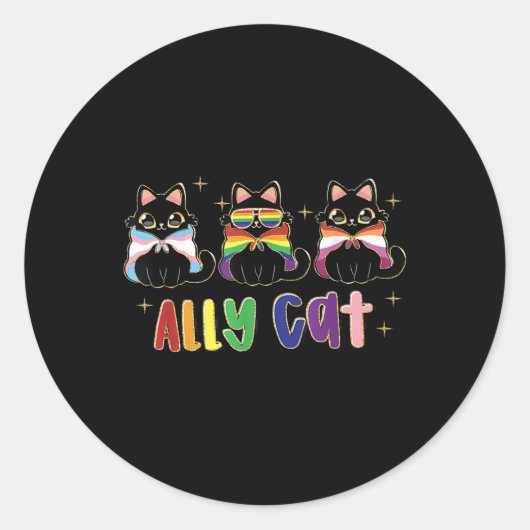 Ally Cat Rainbow Lgbtプライド国旗ゲイプライド月2 ラウンドシール (正面)