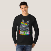 Ally Cat Rainbow LGBT LGBTQ Lesbian Gay Trans Prid Tシャツ (正面フル)