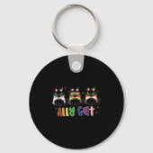 Ally Cat Rainbow Lgbt Pride Flag Gay Pride Month 2 キーホルダー (正面)