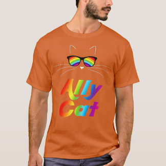 Ally Cat Rainbow Sunglasses Gay Pride Kitty Allies Tシャツ