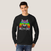 Ally Cat Rainbow Sunglasses Lgbtゲイプライドキティ Tシャツ (正面フル)