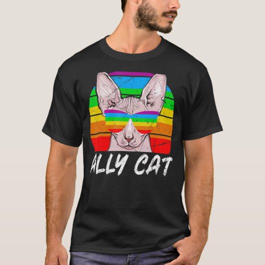 Ally Cat Rainbow Sunglasses LGBTゲイプライド・キティ Tシャツ (正面)