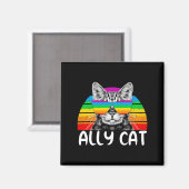 Ally Cat Rainbow Sunglasses LGBTゲイプライド マグネット (正面/裏面)