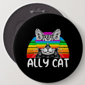 Ally Cat Rainbow Sunglasses LGBT Gay Pride 缶バッジ (正面&裏面)
